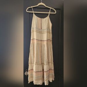 Rip Curl Cream and Tan Sol Seeker Striped Dress